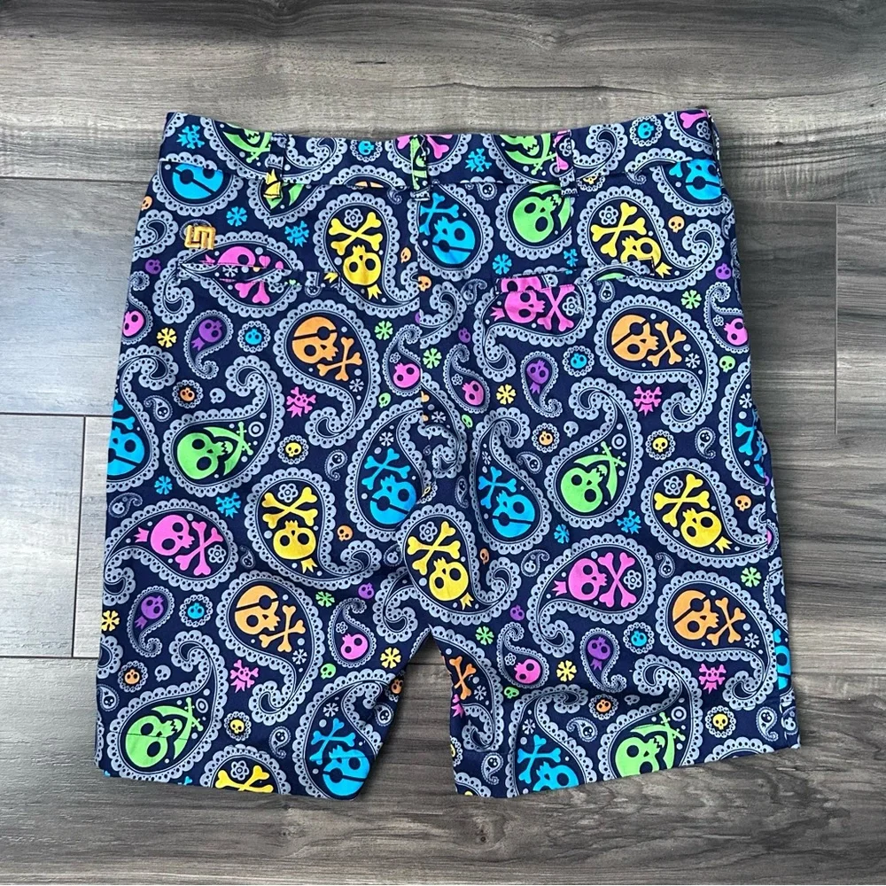Loudmouth Skull Crossbones Paisley Shiver Me Timbers Golf Shorts Size 36 Color - Picture 3 of 8